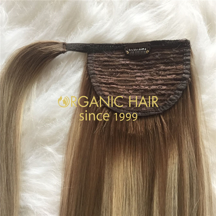 16inches T8-8/613  ponytail hair with best cuticle hair A195